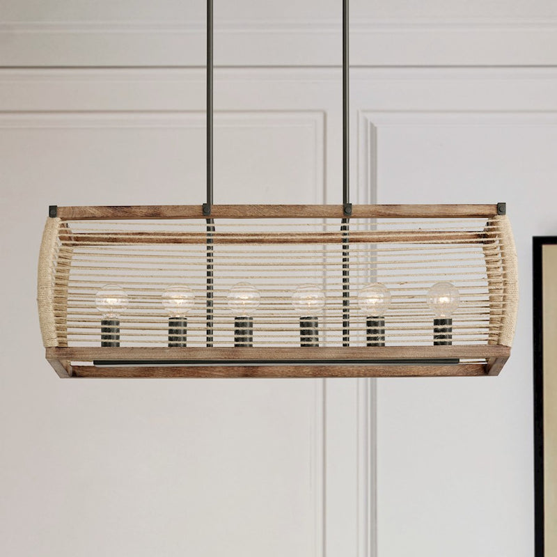 Capital Lighting Jacob 6 Light Island, Grey Wash and Iron Silk