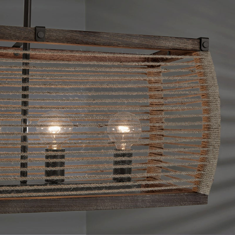 Capital Lighting Jacob 6 Light Island, Grey Wash and Iron Silk