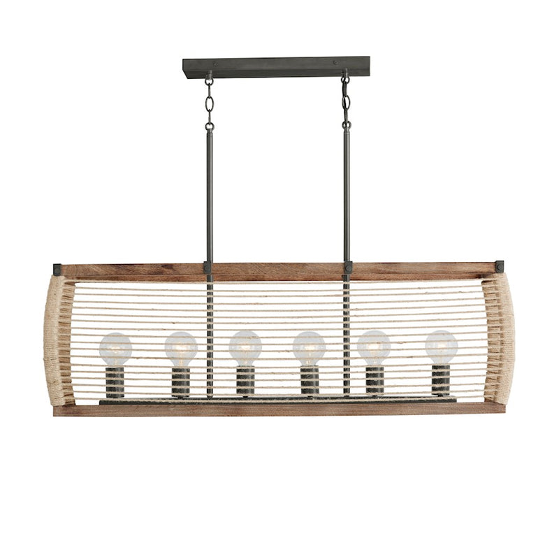 Capital Lighting Jacob 6 Light Island, Grey Wash and Iron Silk