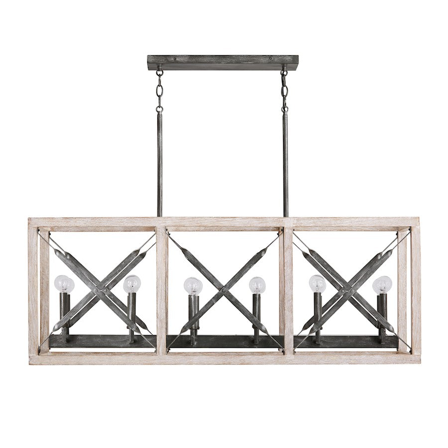 Capital Lighting Remi 12-Light Island, Brushed White Wash Nordic Iron