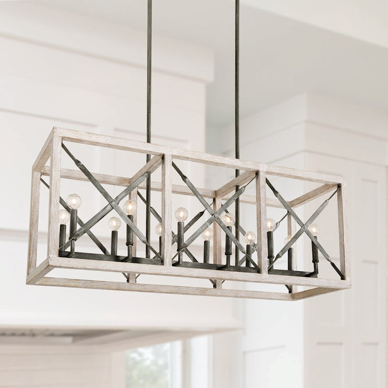 Capital Lighting Remi 12-Light Island, Brushed White Wash Nordic Iron