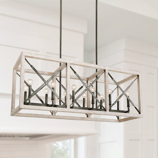 Capital Lighting Remi 12-Light Island, Brushed White Wash Nordic Iron