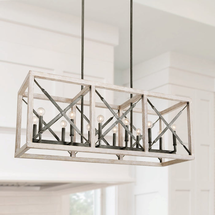 Capital Lighting Remi 12-Light Island, Brushed White Wash Nordic Iron