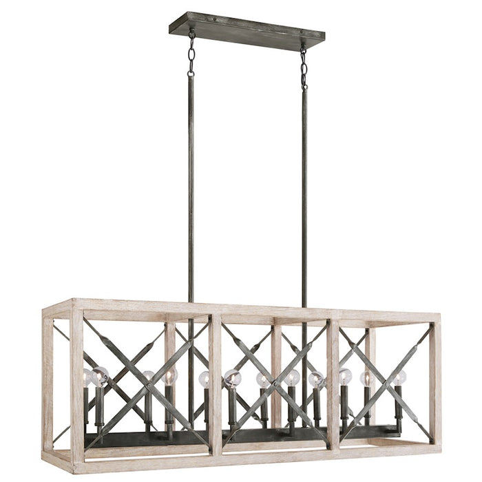 Capital Lighting Remi 12-Light Island, Brushed White Wash Nordic Iron