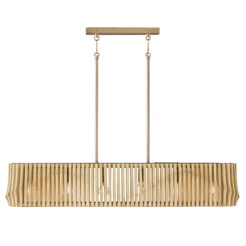 Capital Lighting Archer 6Lt Linear Chandelier, Blonde Wood/Brass