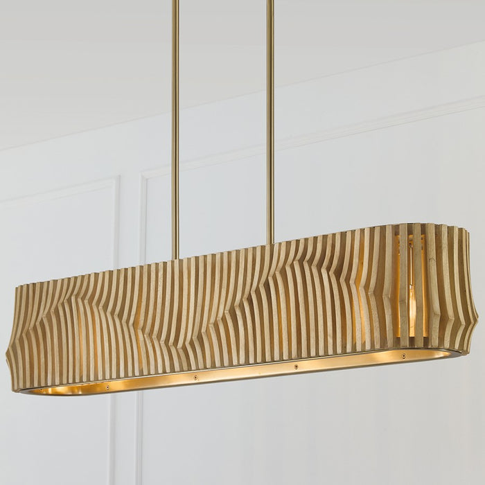 Capital Lighting Archer 6Lt Linear Chandelier, Blonde Wood/Brass