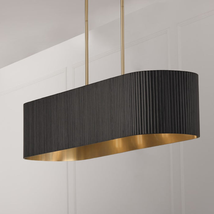Capital Lighting Donovan 5 Light Linear Chandelier, Black Stain/Brass