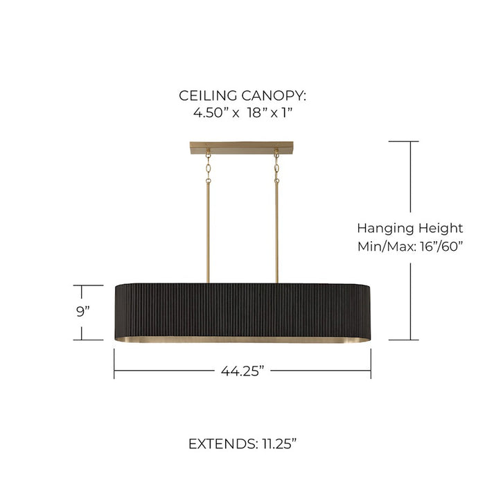 Capital Lighting Donovan 5 Light Linear Chandelier, Black Stain/Brass