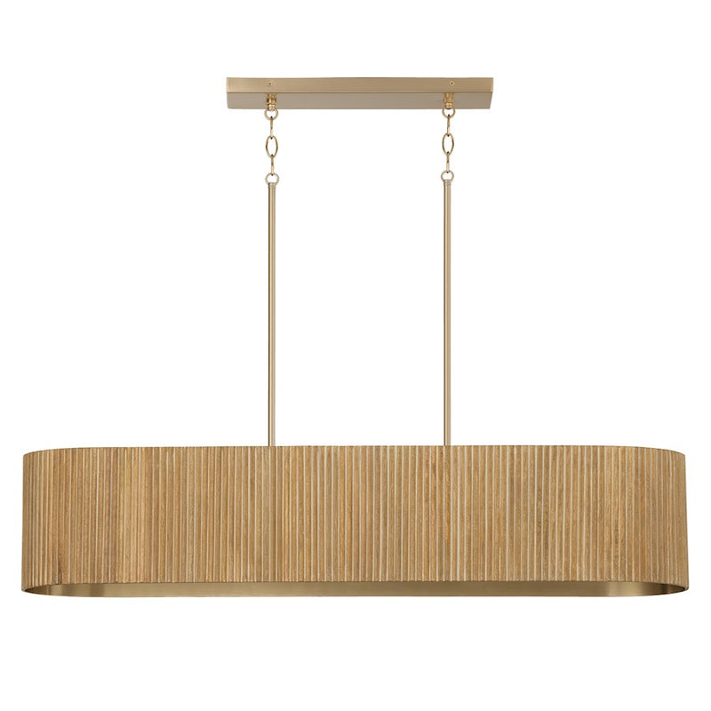 Capital Lighting Donovan 5 Light Linear Chandelier, White Wash/Brass