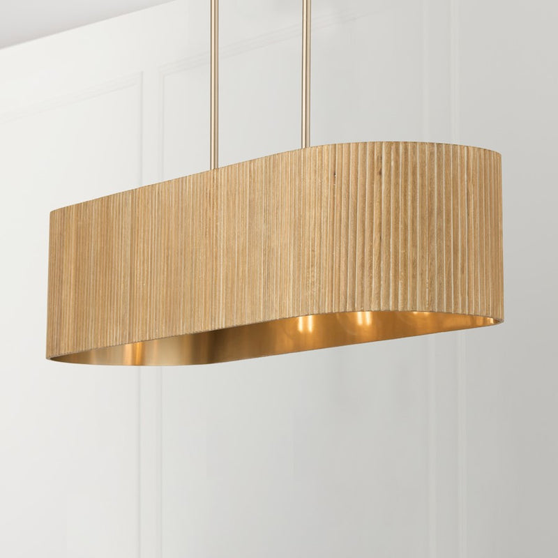 Capital Lighting Donovan 5 Light Linear Chandelier, White Wash/Brass