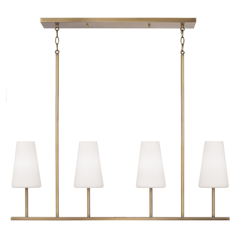 Capital Lighting Averitt 4Lt Linear Chandelier, Brass/Soft White