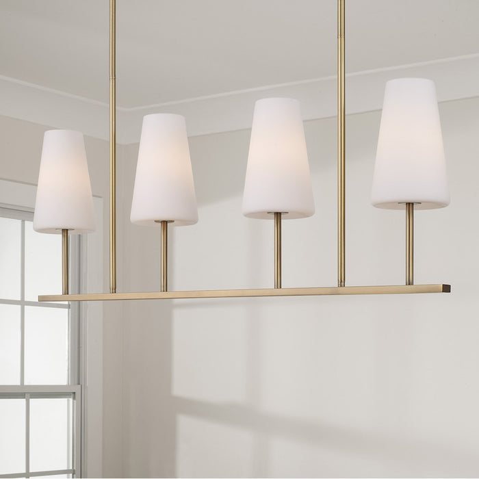 Capital Lighting Averitt 4Lt Linear Chandelier, Brass/Soft White