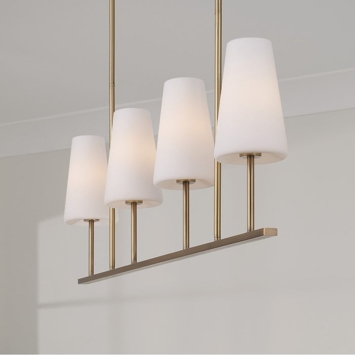 Capital Lighting Averitt 4Lt Linear Chandelier, Brass/Soft White