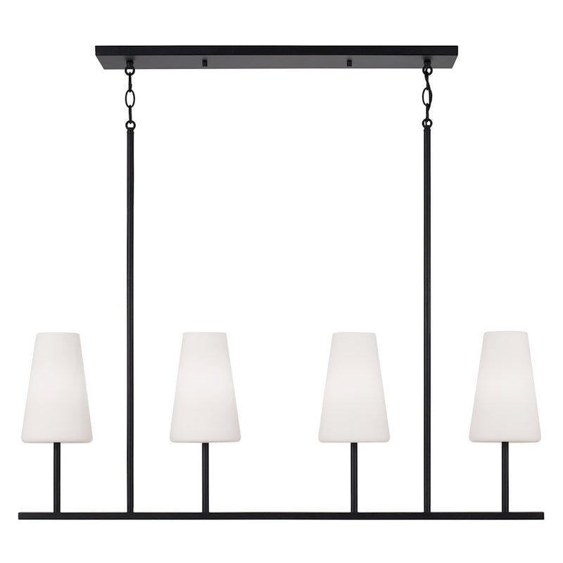 Capital Lighting Averitt 4Lt Linear Chandelier, Black/Soft White