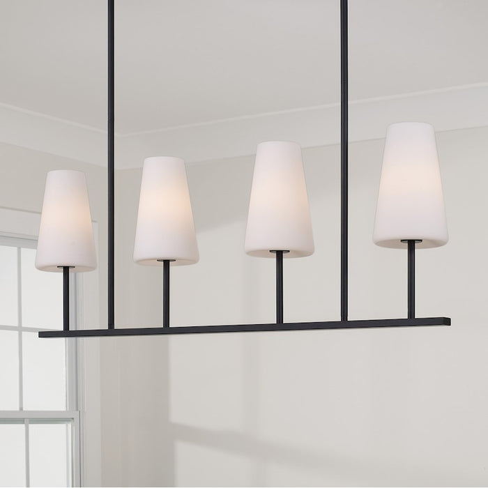 Capital Lighting Averitt 4Lt Linear Chandelier, Black/Soft White