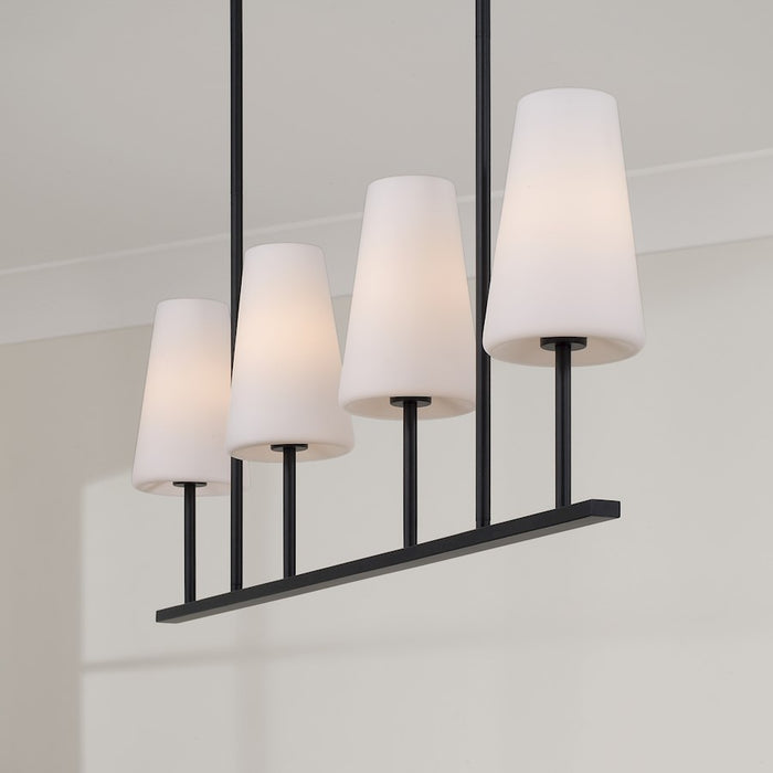 Capital Lighting Averitt 4Lt Linear Chandelier, Black/Soft White