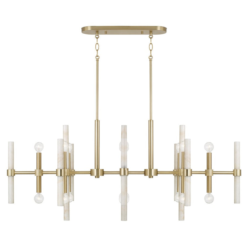 Capital Lighting Marlow 16 Light Linear Chandelier, Matte Brass