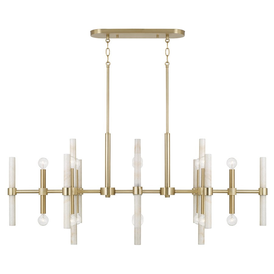 Capital Lighting Marlow 16 Light Linear Chandelier, Matte Brass - 858001MA
