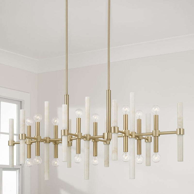 Capital Lighting Marlow 16 Light Linear Chandelier, Matte Brass
