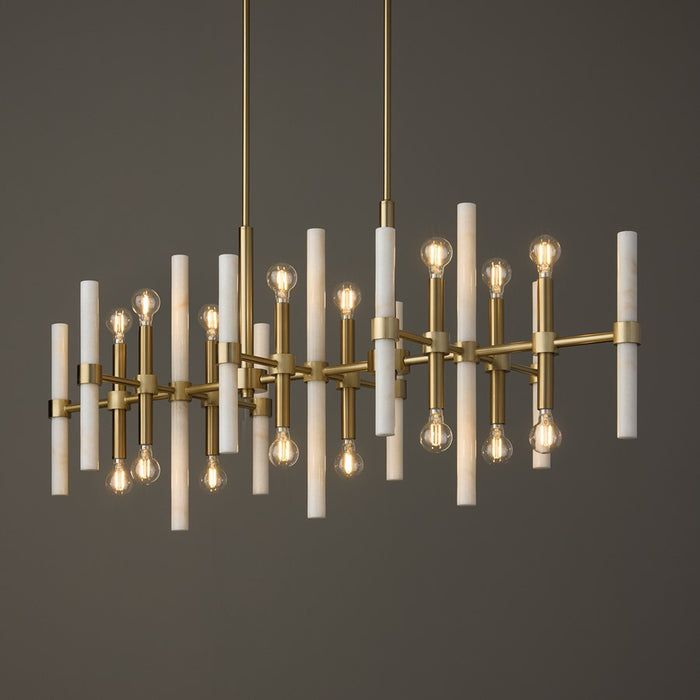 Capital Lighting Marlow 16 Light Linear Chandelier, Matte Brass