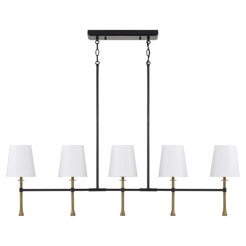 Capital Lighting Hollis 5Lt Linear Chandelier, Black/Gold/White