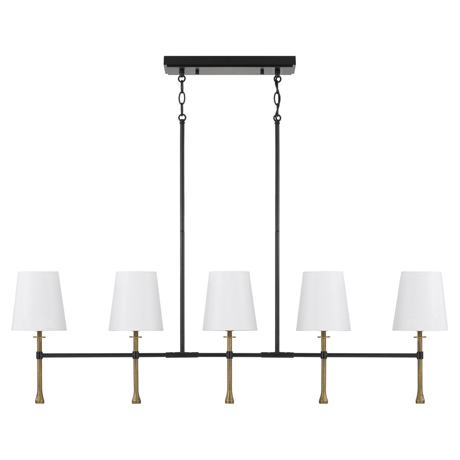 Capital Lighting Hollis 5Lt Linear Chandelier, Black/Gold/White - 860751MBG-717