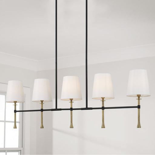 Capital Lighting Hollis 5Lt Linear Chandelier, Black/Gold/White