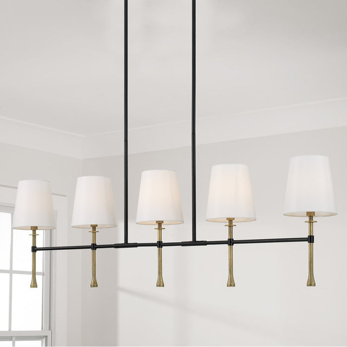 Capital Lighting Hollis 5Lt Linear Chandelier, Black/Gold/White
