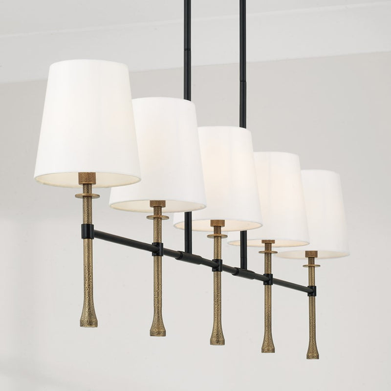 Capital Lighting Hollis 5Lt Linear Chandelier, Black/Gold/White