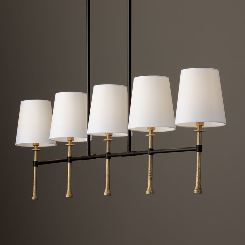 Capital Lighting Hollis 5Lt Linear Chandelier, Black/Gold/White