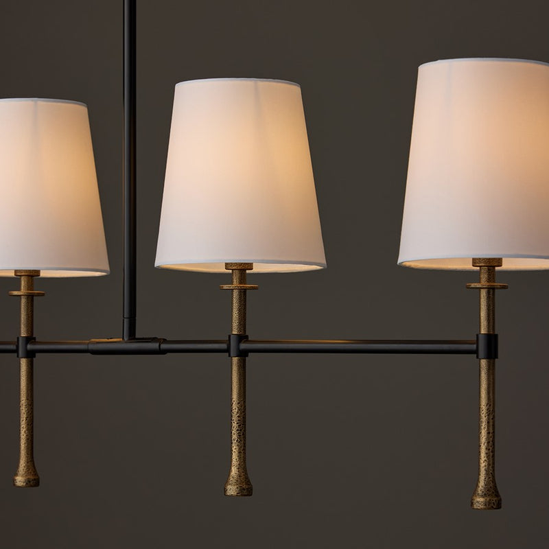 Capital Lighting Hollis 5Lt Linear Chandelier, Black/Gold/White