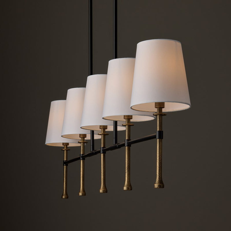 Capital Lighting Hollis 5Lt Linear Chandelier, Black/Gold/White