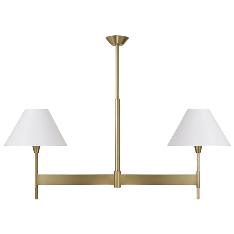 Capital Lighting Leland 2Lt Linear Chandelier, Brass/White Fabric