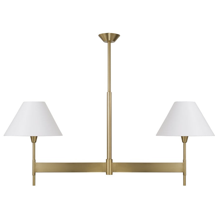 Capital Lighting Leland 2Lt Linear Chandelier, Brass/White Fabric - 860821AD-719