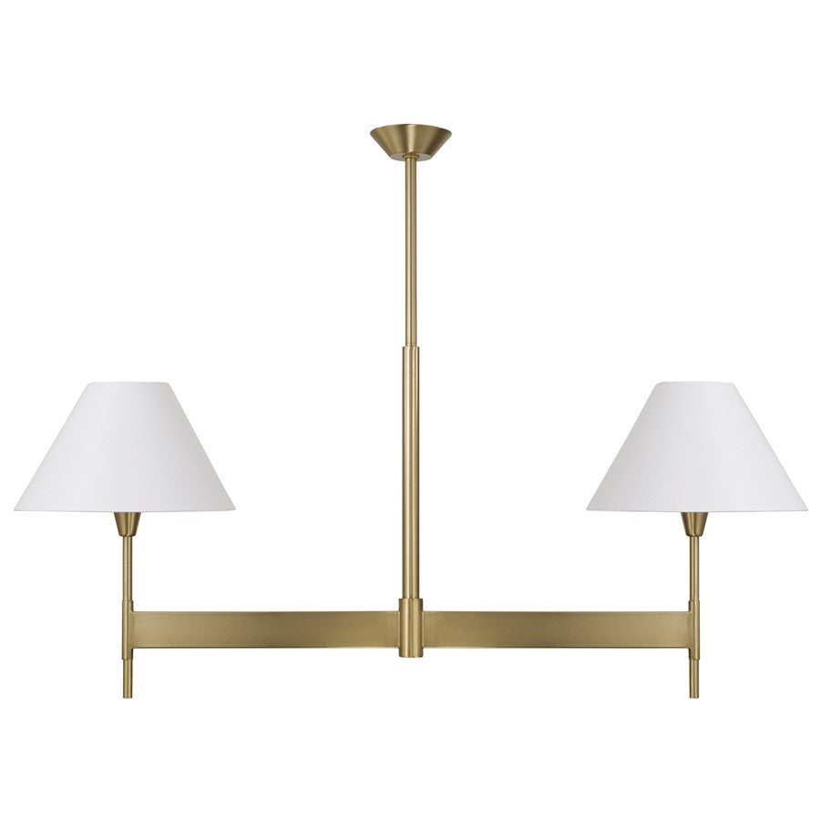 Capital Lighting Leland 2Lt Linear Chandelier, Brass/White Fabric - 860821AD-719