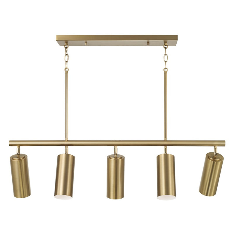 Capital Lighting Robbie 5 Light Linear Chandelier, Aged Brass
