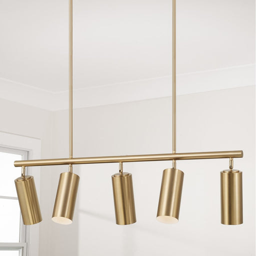 Capital Lighting Robbie 5 Light Linear Chandelier, Aged Brass