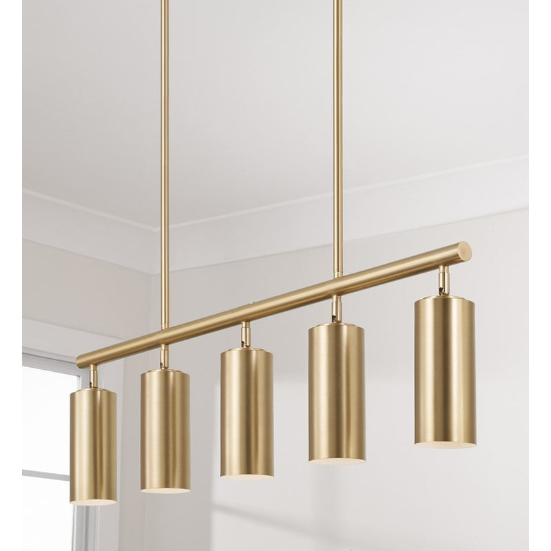 Capital Lighting Robbie 5 Light Linear Chandelier, Aged Brass