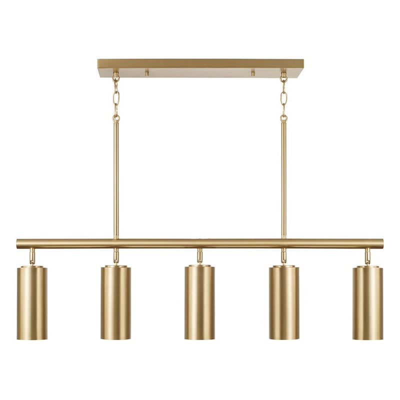 Capital Lighting Robbie 5 Light Linear Chandelier, Aged Brass