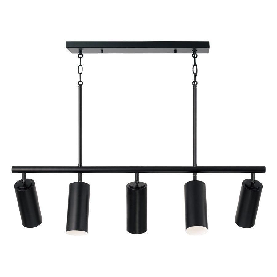 Capital Lighting Robbie 5 Light Linear Chandelier, Matte Black - 861751MB