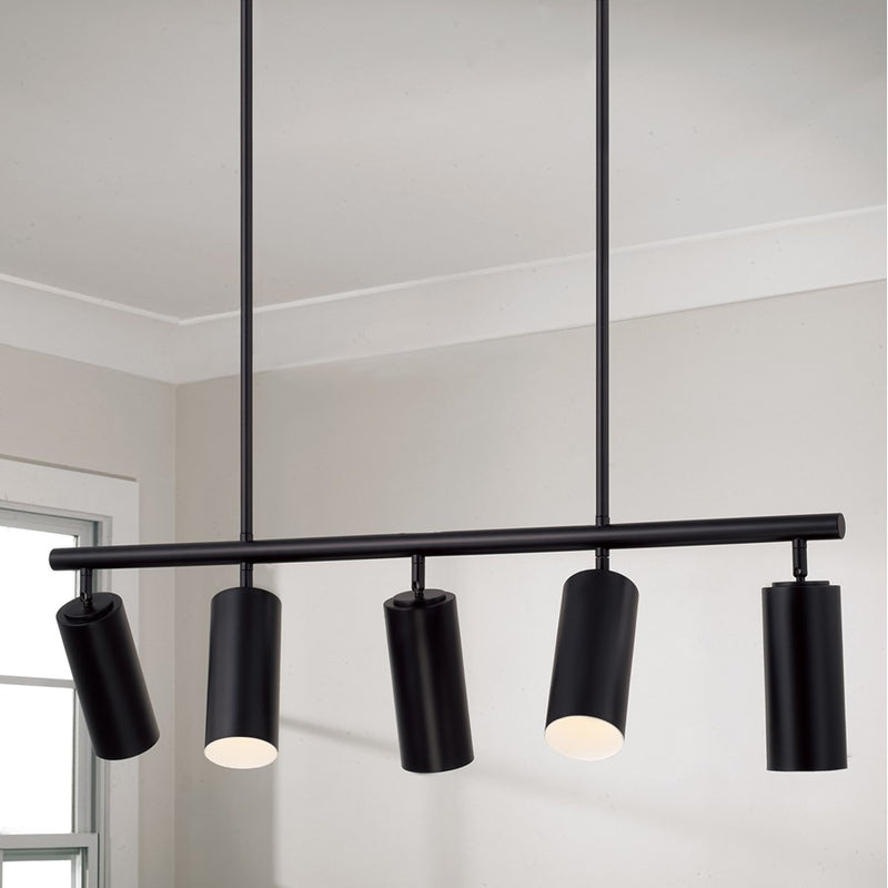 Capital Lighting Robbie 5 Light Linear Chandelier, Matte Black