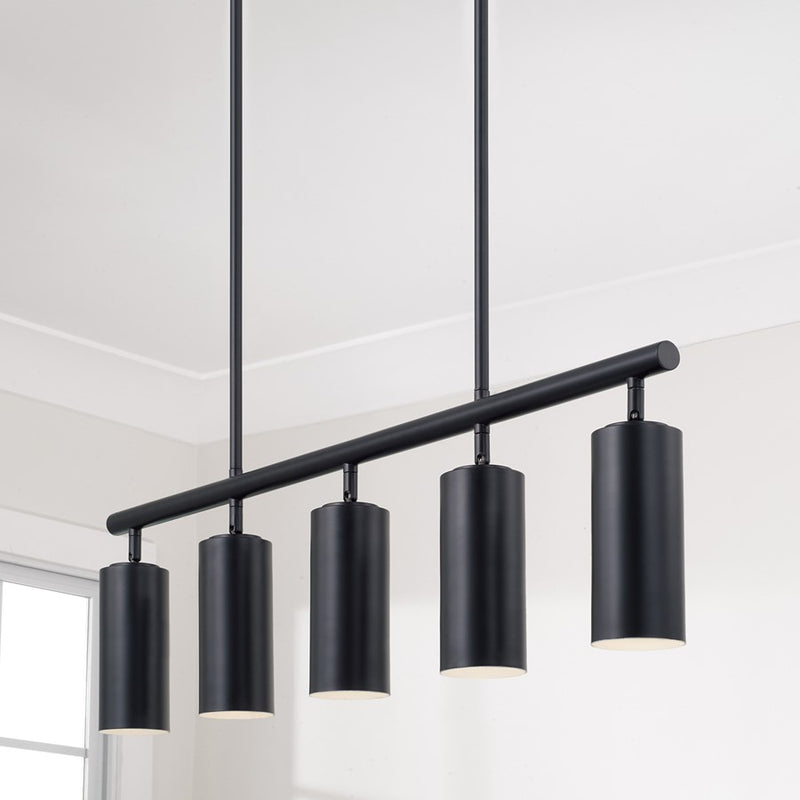 Capital Lighting Robbie 5 Light Linear Chandelier, Matte Black