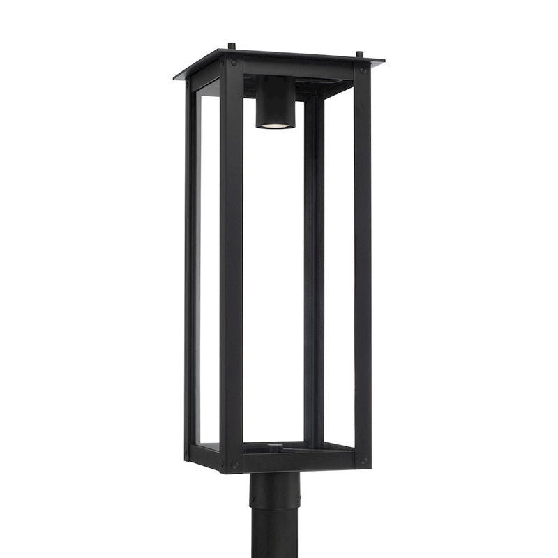 Capital Lighting Hunt 1 Light Outdoor Post-Lantern, Black/Clear
