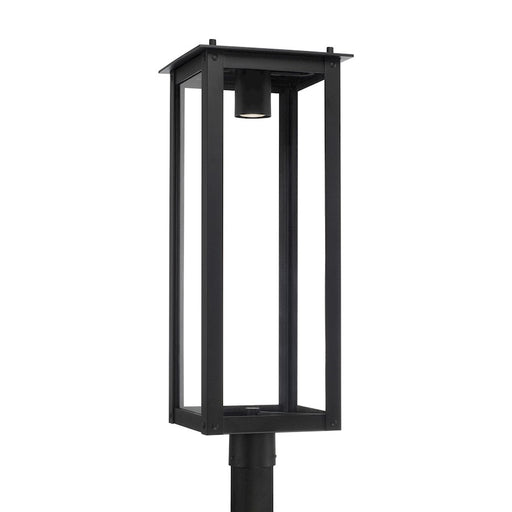 Capital Lighting Hunt 1 Light Outdoor Post-Lantern, Black/Clear