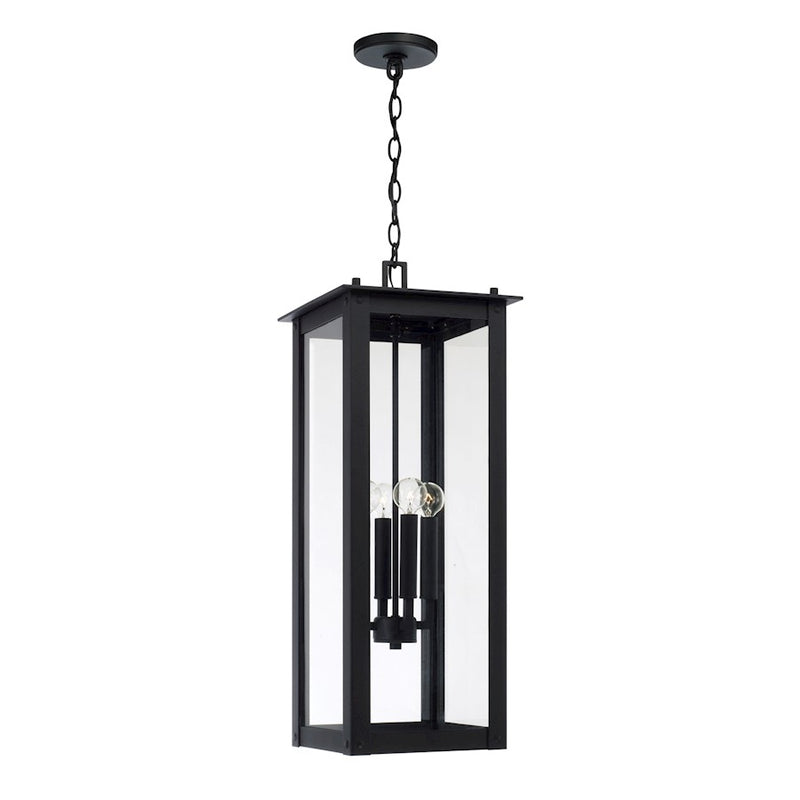 Capital Lighting Hunt 4Lt Outdoor Hanging-Lantern, Black/Clear