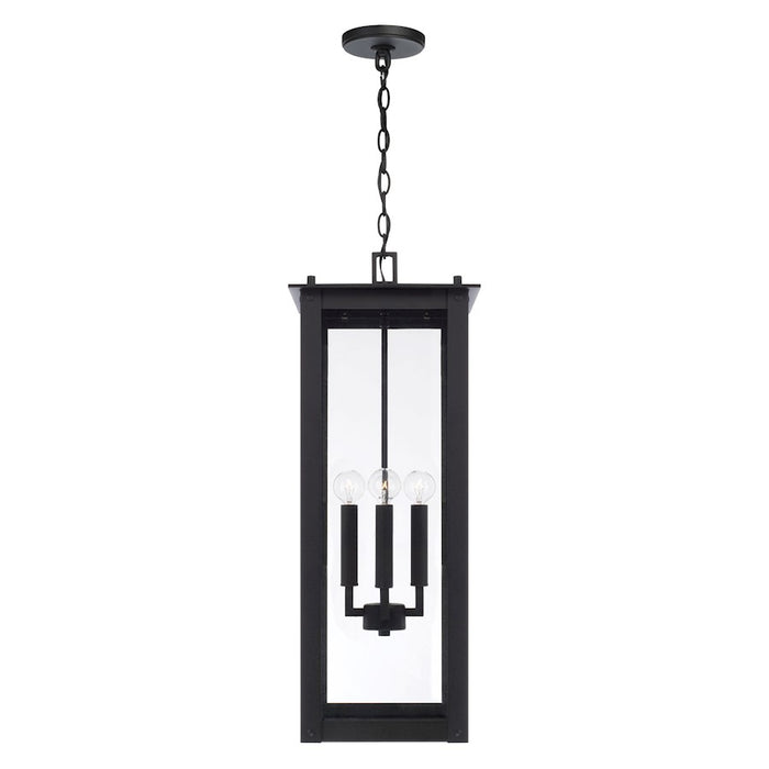 Capital Lighting Hunt 4Lt Outdoor Hanging-Lantern, Black/Clear