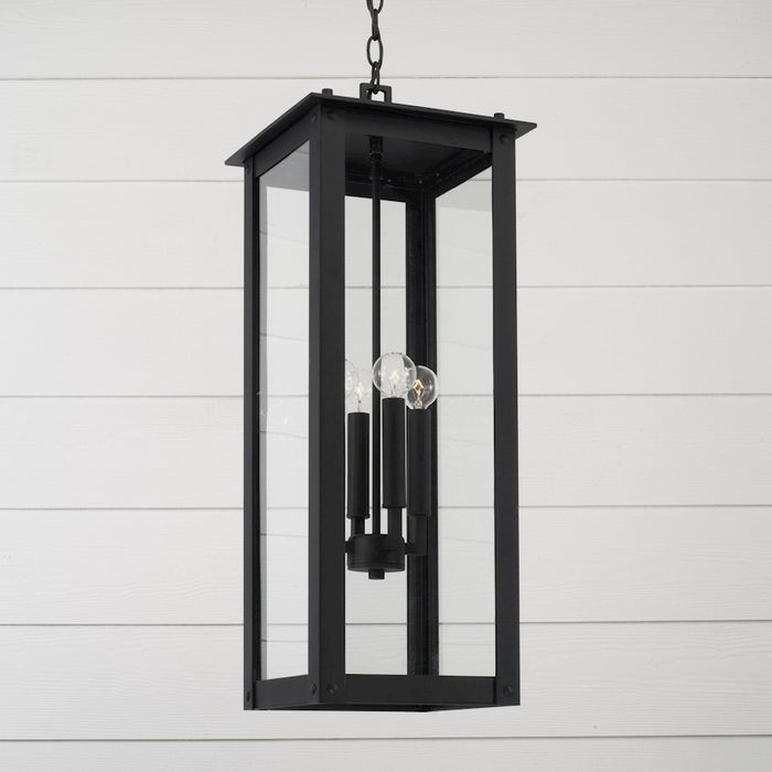 Capital Lighting Hunt 4Lt Outdoor Hanging-Lantern, Black/Clear