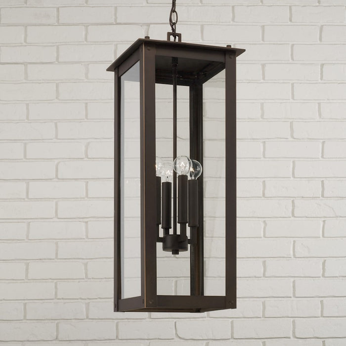 Capital Lighting Hunt 4Lt Outdoor Hanging-Lantern, Oiled Bronze/Clear