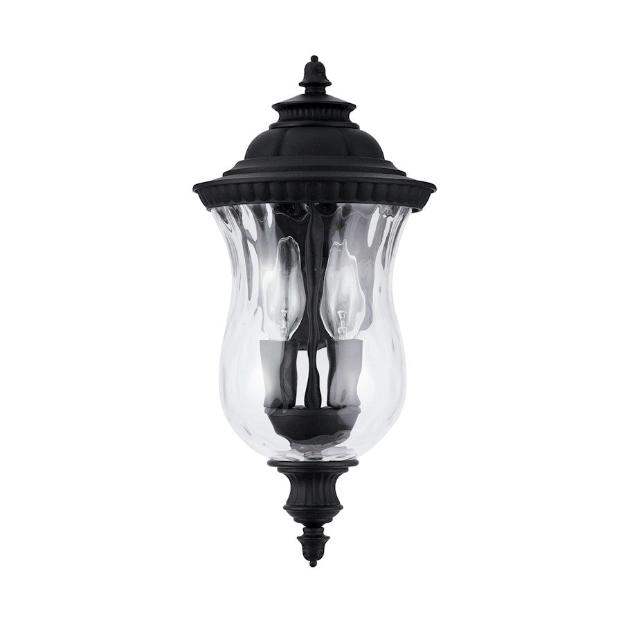 Capital Lighting Ashford 2-Light Small Outdoor Wall Mount, Black/Water