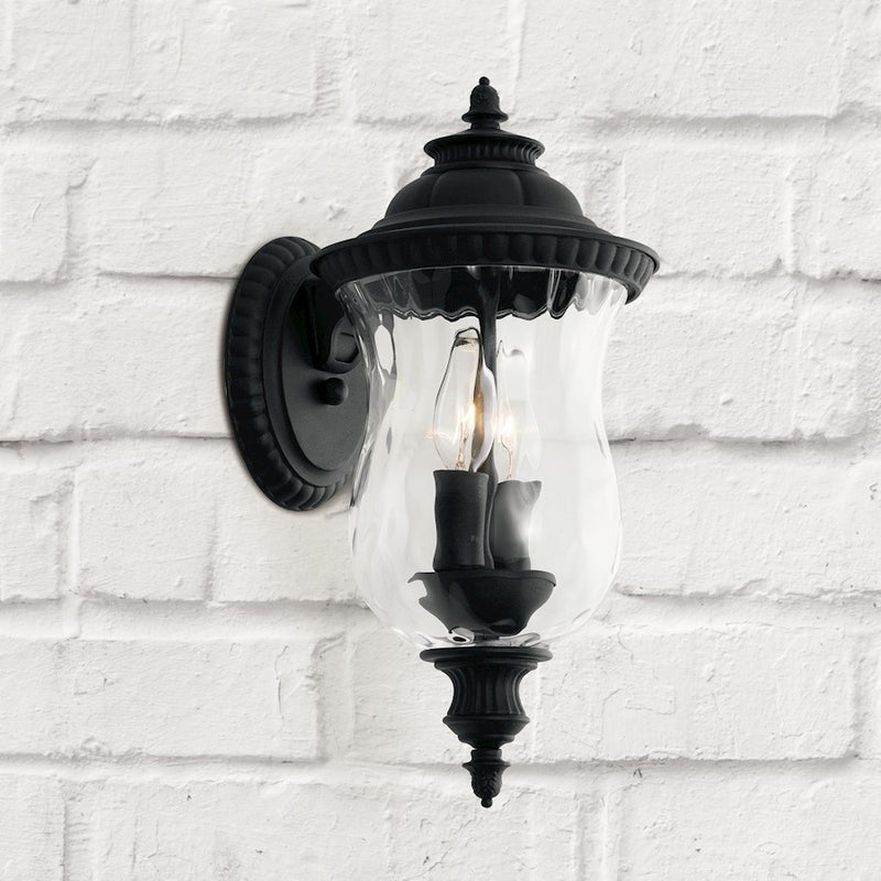 Capital Lighting Ashford 2-Light Small Outdoor Wall Mount, Black/Water